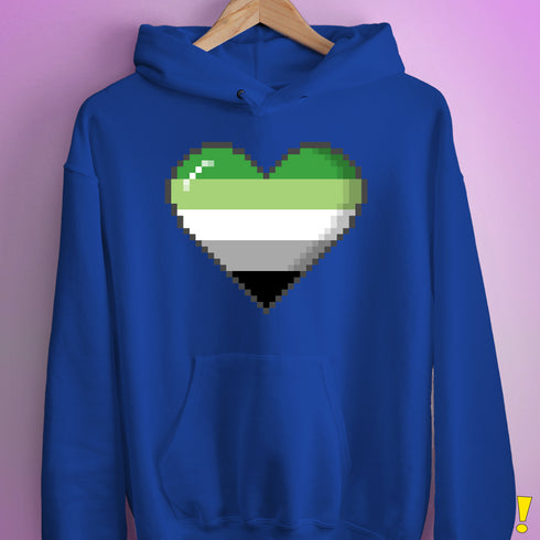 Aromantic Pride 8-Bit Pixel Heart Hoodie - Royal Blue